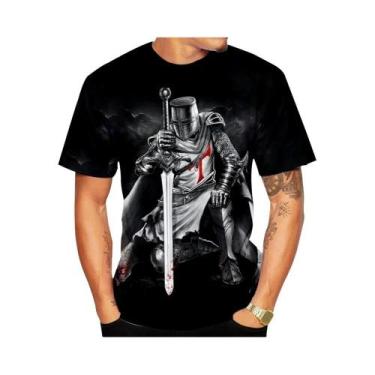 Imagem de Camiseta Masculina De Verão Com Estampa 3D E Padrão Cruzado, Casual E 