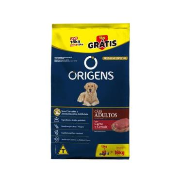 Imagem de Ração Origens Cães Adultos Bônus Bag Carne E Cereais - 16Kg