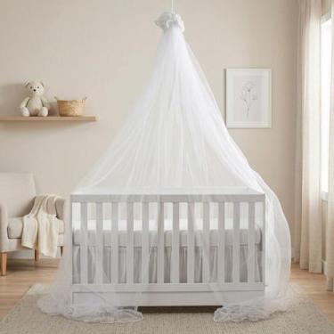 Imagem de Mosquiteiro para Berço com Renda Tule Branco Padrão Nacional e America