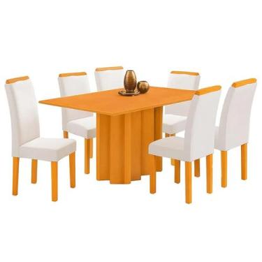 Imagem de Mesa de Jantar Recife com 6 Cadeiras Cel Moveis Cor Mel Blonde com Tec