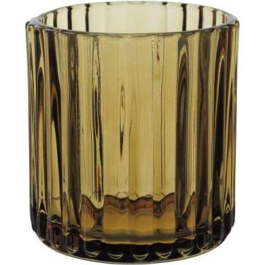 Imagem de Castiçal Porta Vela Decorativo Home&co Vidro 8x7x7cm Marrom - HOME & C