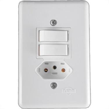 Imagem de Conjunto Ilumi Stylus Branco Com Placa 1 Simples + 1 Paralelo + Tomada