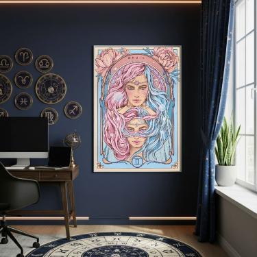 Imagem de Quadro Decorativo Arte Mulher De Gêmeos 70x50cm Mold Preta