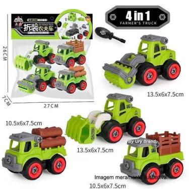 Imagem de Kit 4 Carrinhos de Construção com Ferramentas Verde CXL900-104A - Doré