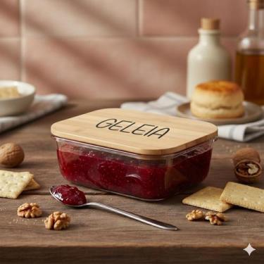 Imagem de Pote Hermético Vidro e Tampa de Bambu (370 ml) Geleia - Casa Vitá, Gel