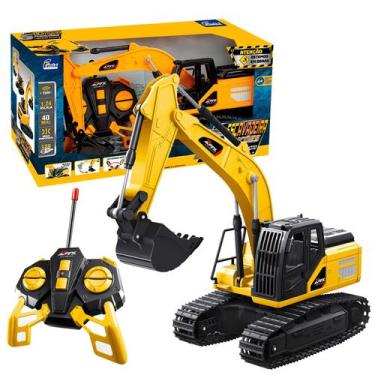 Imagem de Trator De Brinquedo Recarregável Escavadeira De Controle Remoto Com Lu