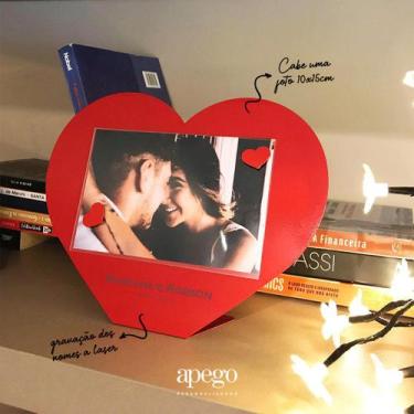 Imagem de Porta retrato 10x15cm amor coração vermelho - Geguton