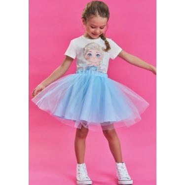 Imagem de Saia Infantil Menina Tule Azul Kukiê, Azul, 10