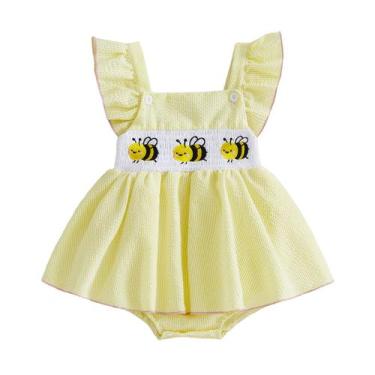 Imagem de Macacão Amnnchya Baby Girl Cute Bee Summer Yellow 12-18M