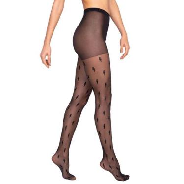 Imagem de Meia Calça Fashion Fina Fio 15 Com Estampa De Coração Lupo, Preto, M