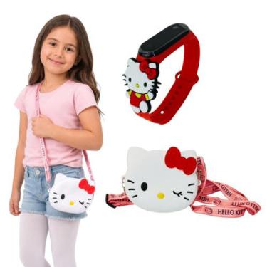 Imagem de Bolsa infantil Hello Kitty De ombro + Relógio Infantil da personagem, 