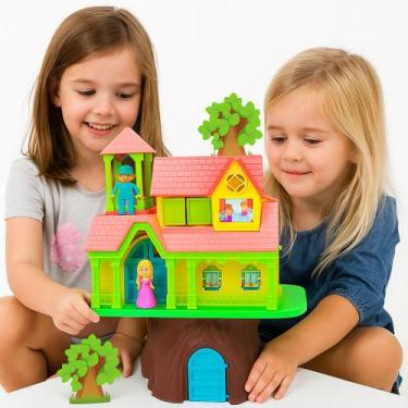 Imagem de Casa na Árvore Infantil Casinha de Boneca Colorida com 6 Espaço Intera