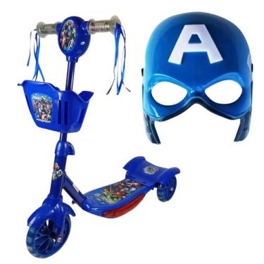 Imagem de Patinete Infantil 3 Rodas Com Cesta Vingadores E Mascara  - Scooter