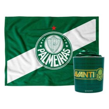 Imagem de Kit Cobertor Manta Solteiro com Balde Pipoca Palmeiras Zona Criativa A