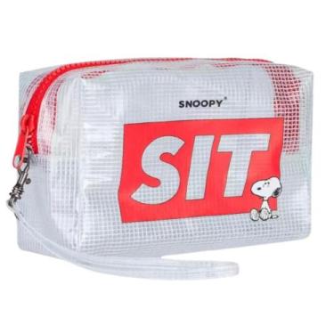 Imagem de Necessaire Snoopy Unissex Básica Transparente - Semax, Vermelho