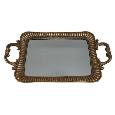 Imagem de Bandeja de resina c/ bordas trabalhadas ouro velho - Btc decor