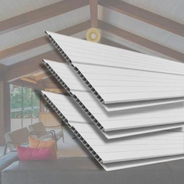 Imagem de Kit 30m² Forro de PVC 8MMX20CMX3M(6m²) Branco Permatti