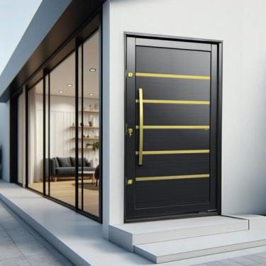 Imagem de Porta Pivotante Lambril Premium com Puxador Elite 216x120cm Abertura E