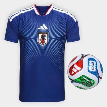 Imagem de Kit Camisa Seleção Japão Home 2026 + Bola Trionda Training Adidas, Azu