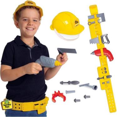 Imagem de Cinto Regulável Com Ferramentas E Capacete Brinquedo 15 Peças - Samba 