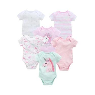 Imagem de Conjunto De 3 Peças De Body De Manga Curta Para Bebês Meninas 0-12 Mes