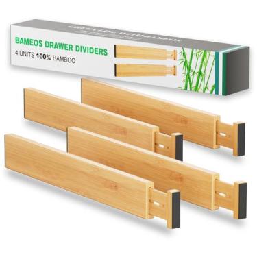 Imagem de Divisórias de gaveta, organizadores de utensílios de bambu BAMEOS, pac