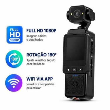 Imagem de Câmera Full HD Portátil com WiFi, Rotação 180 e Luz Integrada - Câmera