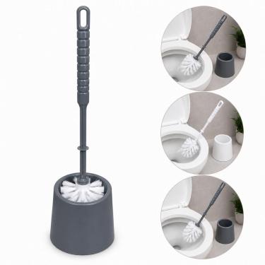 Imagem de Escova Sanitária com Suporte Banheiro Higiênica Limpa Vaso Plástico Resistente Prática Cerdas Firmes Organizador Yeet