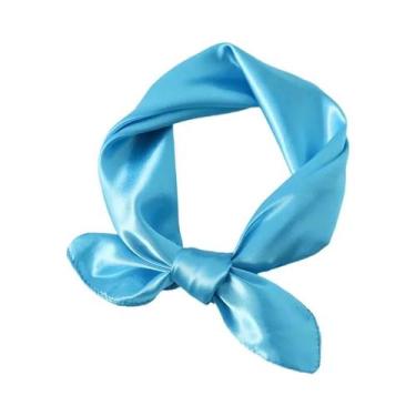 Imagem de Lenço Quadrado De Cetim Feminino 60cm, Faixa De Cabelo Macia, Lenço Pa