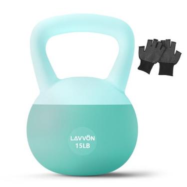 Imagem de Kettlebell LAVVON 6,5 kg com pegada macia antiderrapante verde