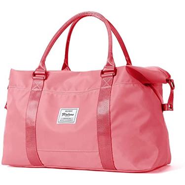 Imagem de maogear Bolsa esportiva de viagem, bolsa esportiva de ginástica, bolsa de ombro para o dia a dia para o dia das mulheres, com bolso molhado e manga de carrinho (vermelha)