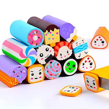 Imagem de Borrachas para alimentos, pacote com 12, sushi, sobremesas, borrachas para animais de estimação, para crianças, fofas, divertidas, materiais escolares, presentes de prêmios, lembrancinhas de festa