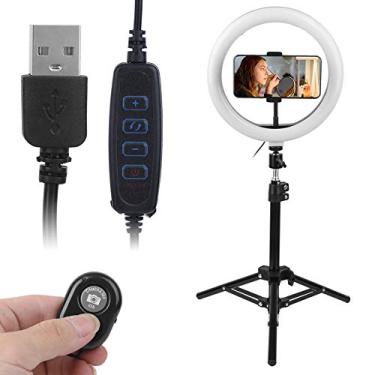 Imagem de Luz de anel de LED de 25 cm, 3500-6000K 128 pçs contas fotografia regulável vídeo estúdio preenchendo lâmpada com suporte para telefone tripé para YouTube Streaming ao vivo Iluminação Fotografia de maquiagem
