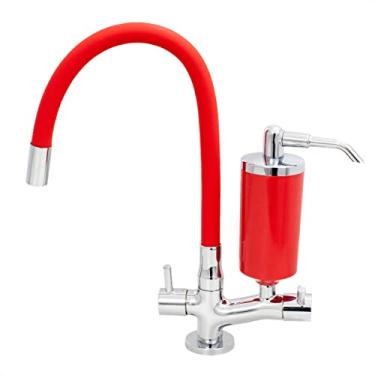 Imagem de Torneira Filtro Cozinha Mesa Flexível Vermelho Arejador Fixo