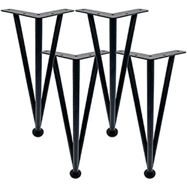 Imagem de KRASS Conjunto de 4 pernas de mesa de café, pernas ajustáveis para móveis, pernas de mesa de metal, pernas de móveis de aço inoxidável, pernas de mesa de grampo de cabelo resistente, preto, 40 cm/15,75 polegadas, Collector88