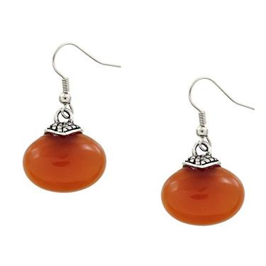 Imagem de Falari Natural Stone Oval Shaped Earring Red Agate