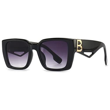 Imagem de Óculos de Sol Moda Grande Armação Vintage Estilo Letra B Decorativo Oco Personalidade Óculos de Sol Preto, Cinza WTYJ129, Tamanho Único