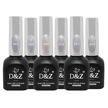 Imagem de Kit 6 Esmaltes em Gel D&Z White Shine Glitter secar Cabine