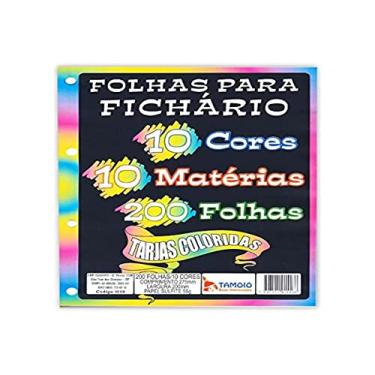 Imagem de Bloco de Folhas Para Fichário, Tamoio, 200 Folhas com Tarjas Coloridas, Multicor, 6350