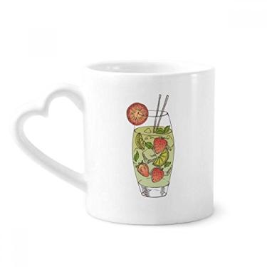 Imagem de Caneca com estampa de suco de morango e fruta caneca de café cerâmica copo de coração de vidro