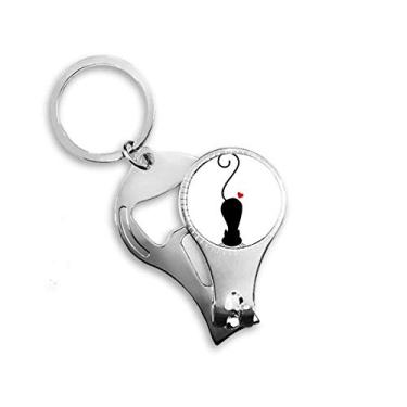 Imagem de Formato de coração gato Sihouette animal alicate anel chaveiro abridor de garrafa cortador