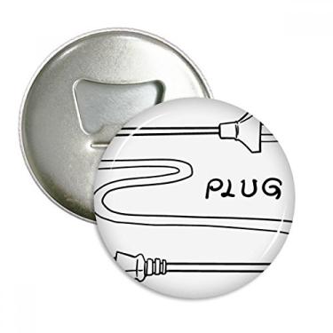 Imagem de Cabo de plugue de furo duplo abridor de garrafas de desenho manual ímã de geladeira emblema multifuncional