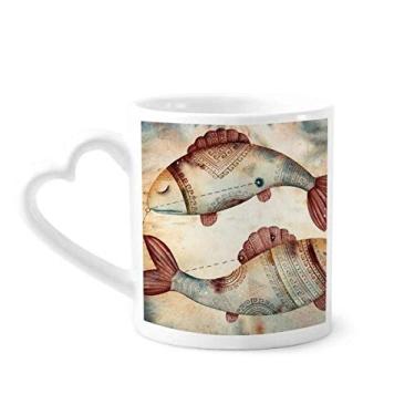 Imagem de Caneca do zodíaco da constelação de peixes de março caneca de café cerâmica copo de coração de vidro