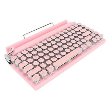 Imagem de Teclado mecânico de máquina de escrever, teclado mecânico de 83 teclas suporta 3 dispositivos FN Master (rosa)