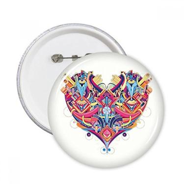 Imagem de Baralho de cartas de coração padrão geométrico pinos redondos crachá botão emblema acessório decoração 5 peças