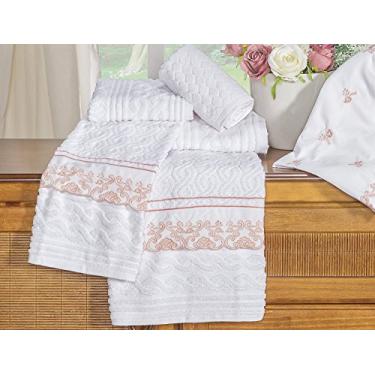 Imagem de Jogo de Toalhas 5 Peças 100% Algodão 600 Fios Rivieri Bordado Branco