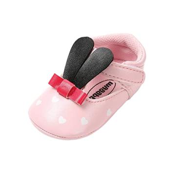 Imagem de Sapatos de lona infantil infantil infantil meninas coelho sola macia o chão descalço vestido antiderrapante (bege, 12 a 18 meses)