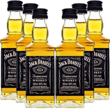Imagem de Kit 6 Miniatura Whisky Uísque Jack Daniels Nº7 Original 50Ml