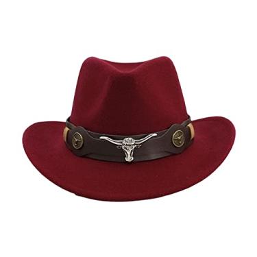 Imagem de Vaveren Chapéu de Cowboy Casual, Aba Larga Adereços Fotográficos Fantasia de Cosplay Chapéu Confortável para Mulheres, Homens, Caminhadas, Pes, Vermelho escuro