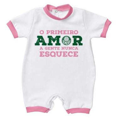 Imagem de Macacão Bebê Palmeiras Primeiro Amor Rosa - Torcida Baby
